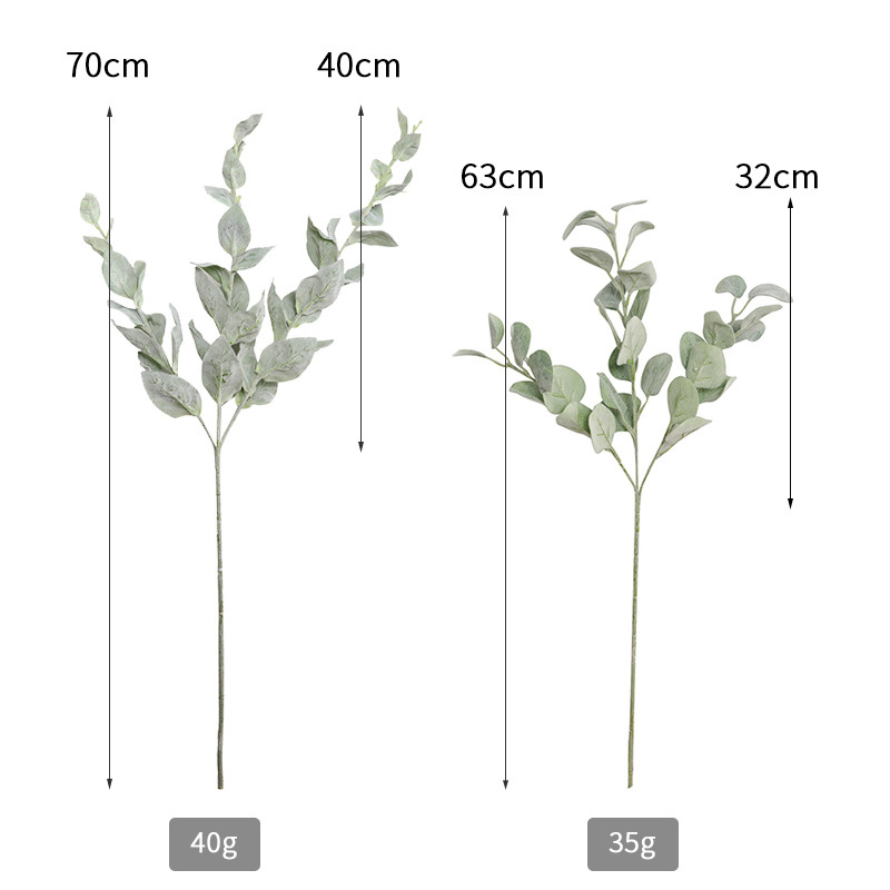 Factory Direct Supply Home Decoration Simulation Flocking Eucalyptus Leaf Wedding Road Lead Layout Simulation Baylor Leaf Fake Flower