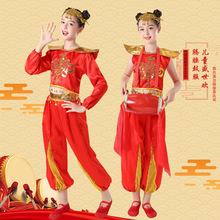儿童喜庆演出服新款打鼓服秧歌服中国风开门红女童盛世欢腾舞蹈服