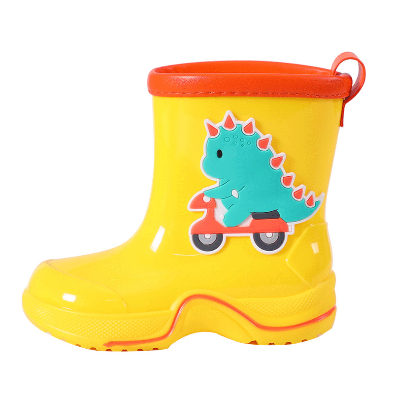 Four Seasons Creative Style Children's Cute Cartoon Dinosaur Rain Boots Multi-Specification Slip-on Mouth Non-Slip Children's Rain Shoes