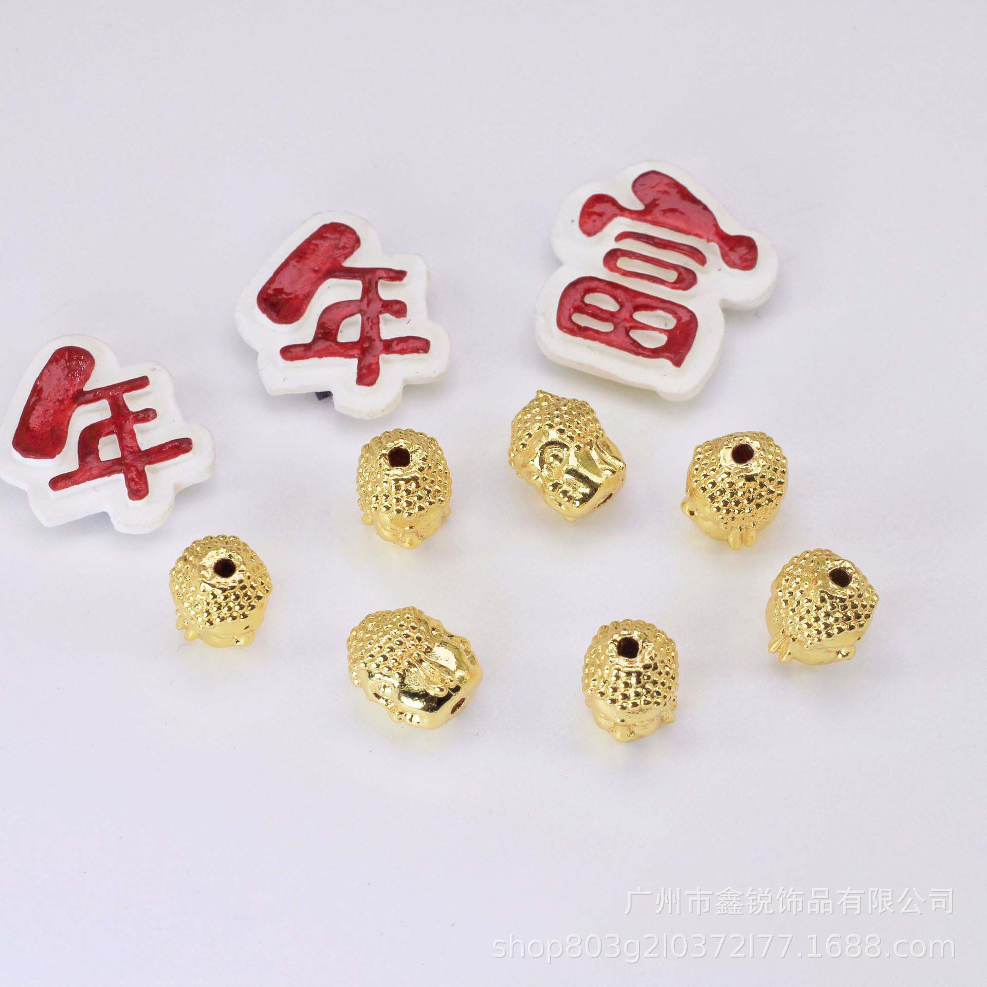 古法金保色双面佛头散珠跨境diy手链手绳串珠饰品隔珠配饰沙金批