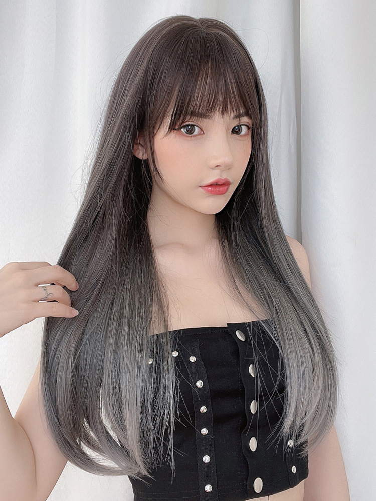 公主李假发女长发 网红渐变发色中长发 自然头套长直发假头发