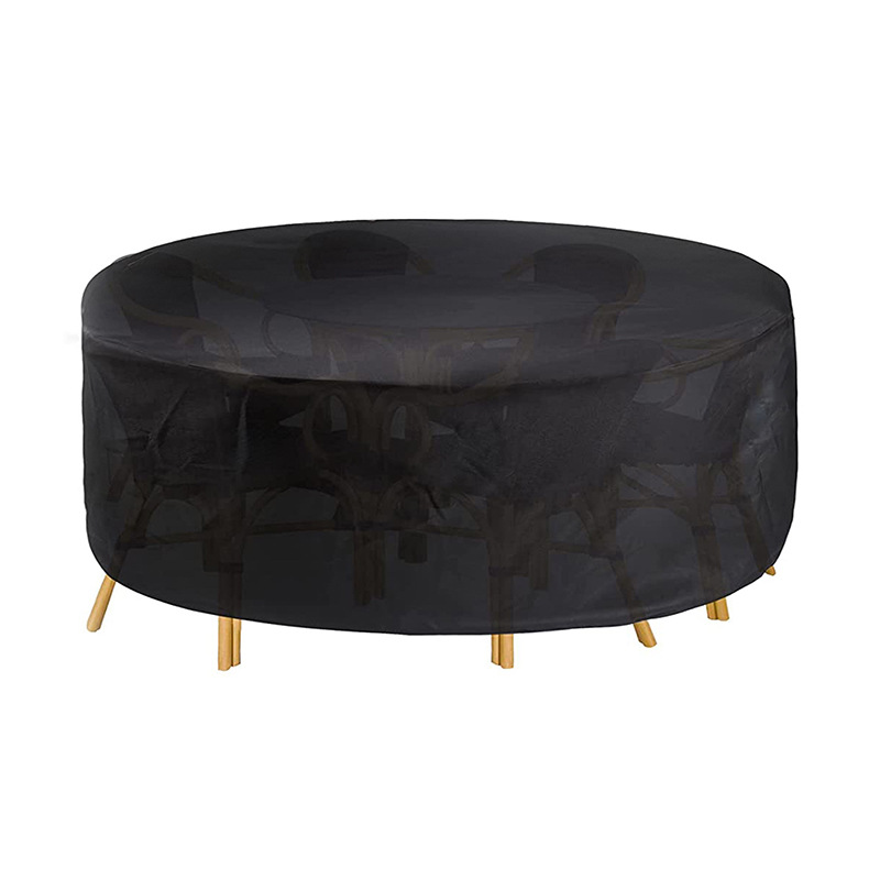 跨境210d户外圆桌罩 庭院桌椅家具保护罩 防水防尘圆形餐桌罩现货