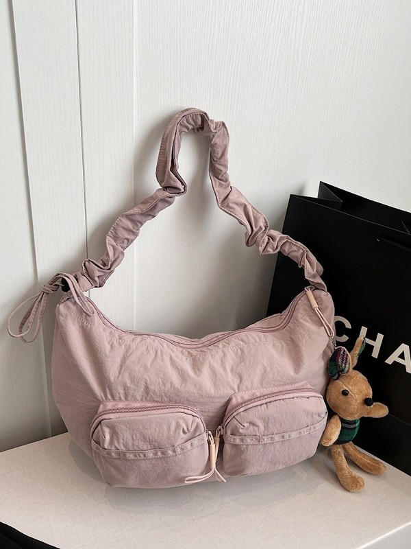 korean style retro minority drawstring ruffle cloud bag all-match casual nylon dumpling bag unique one-shoulder messenger bag for women