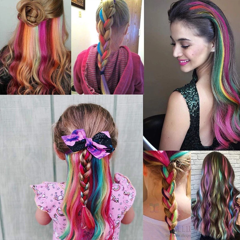 欧美时尚彩色发片女 挂耳染长卷发一夹高温丝假发片彩色接发片