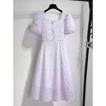 别致漂亮紫色连衣裙女夏季2024新款高级感香芋紫初恋法式气质长裙