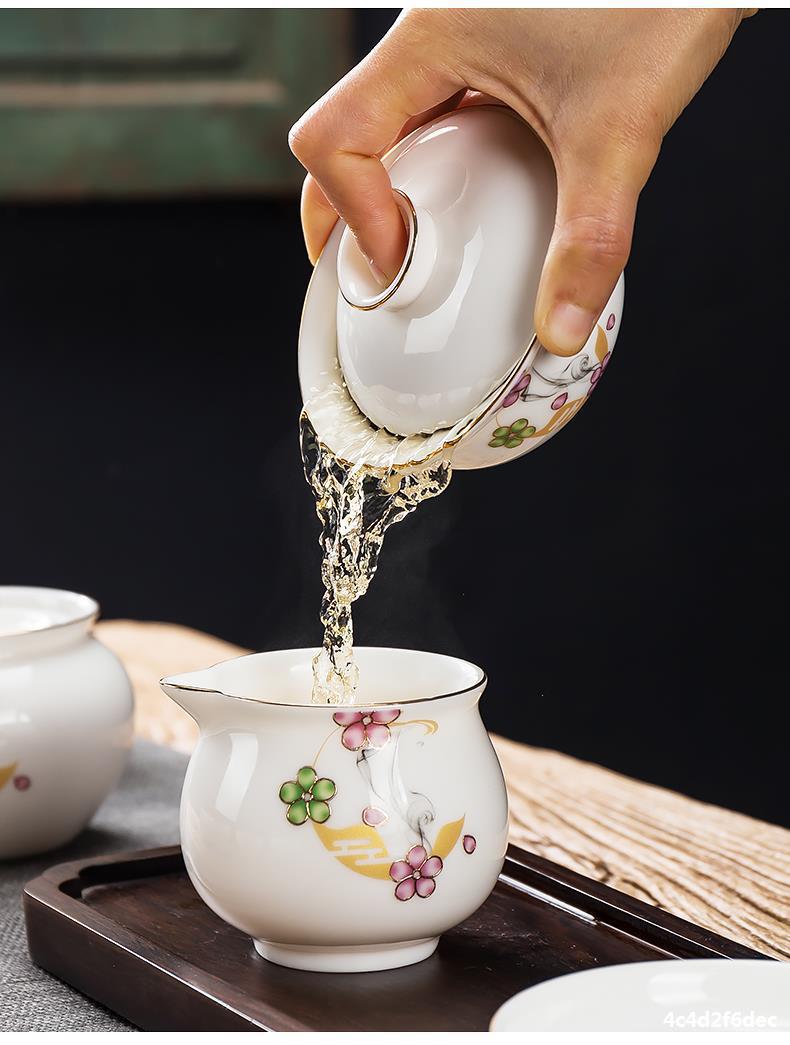 德化精美陶瓷茶杯羊脂玉白瓷功夫茶具套装办公家用节日送礼礼盒