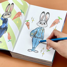 儿童画画本涂色女孩diy填色爱莎公主迪士尼图画本小孩手绘画册