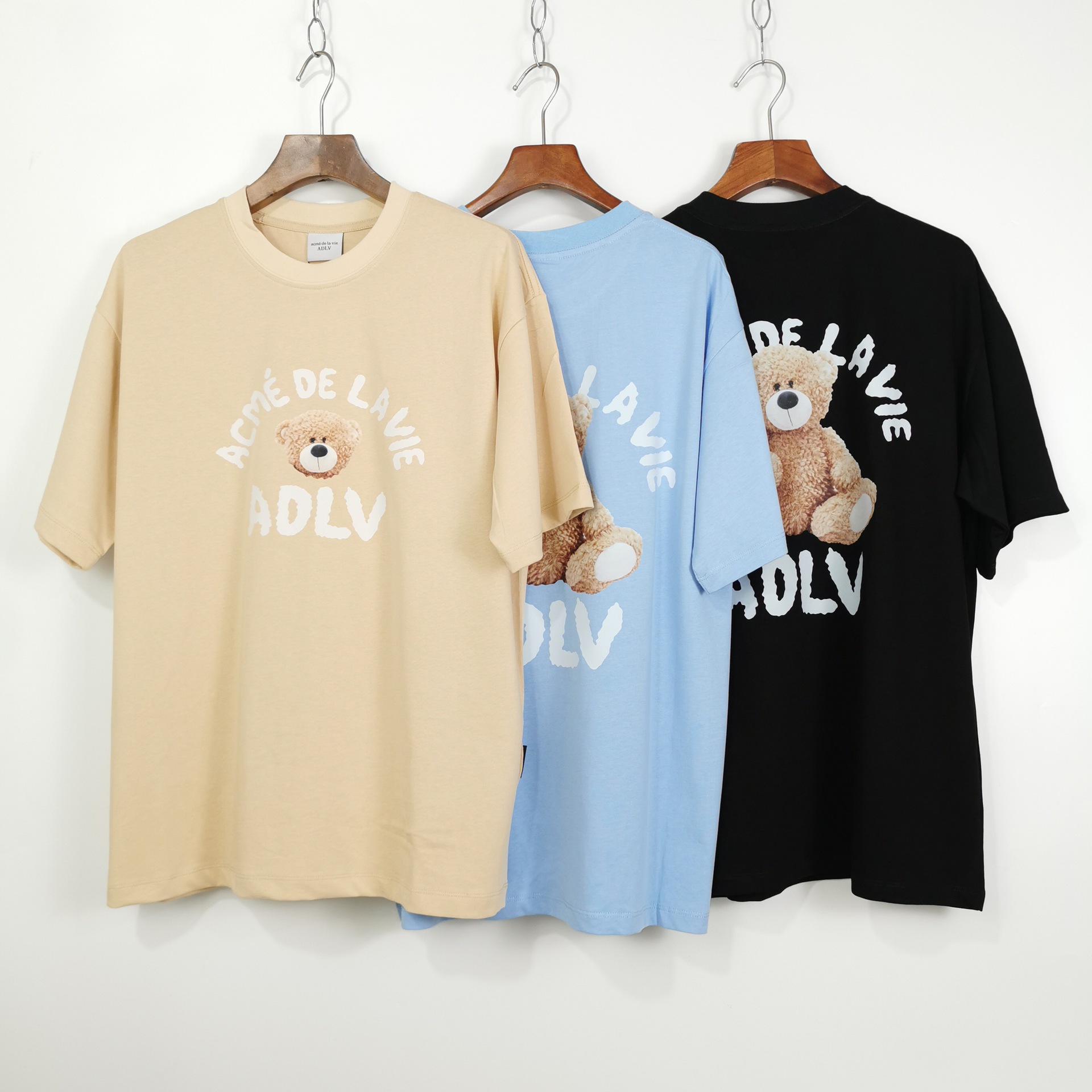2021夏季新款adlv泰迪熊短袖男女情侣同款t恤一件代发批发