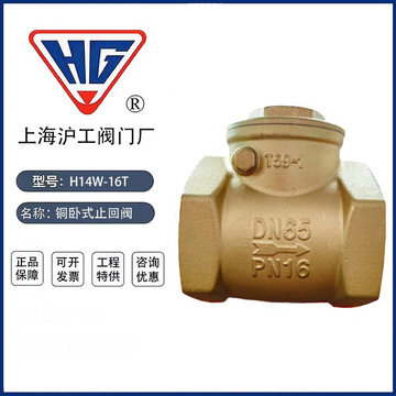 上海沪工阀门螺纹连接自来水管丝口止回阀全铜卧式止回阀h14w-16t