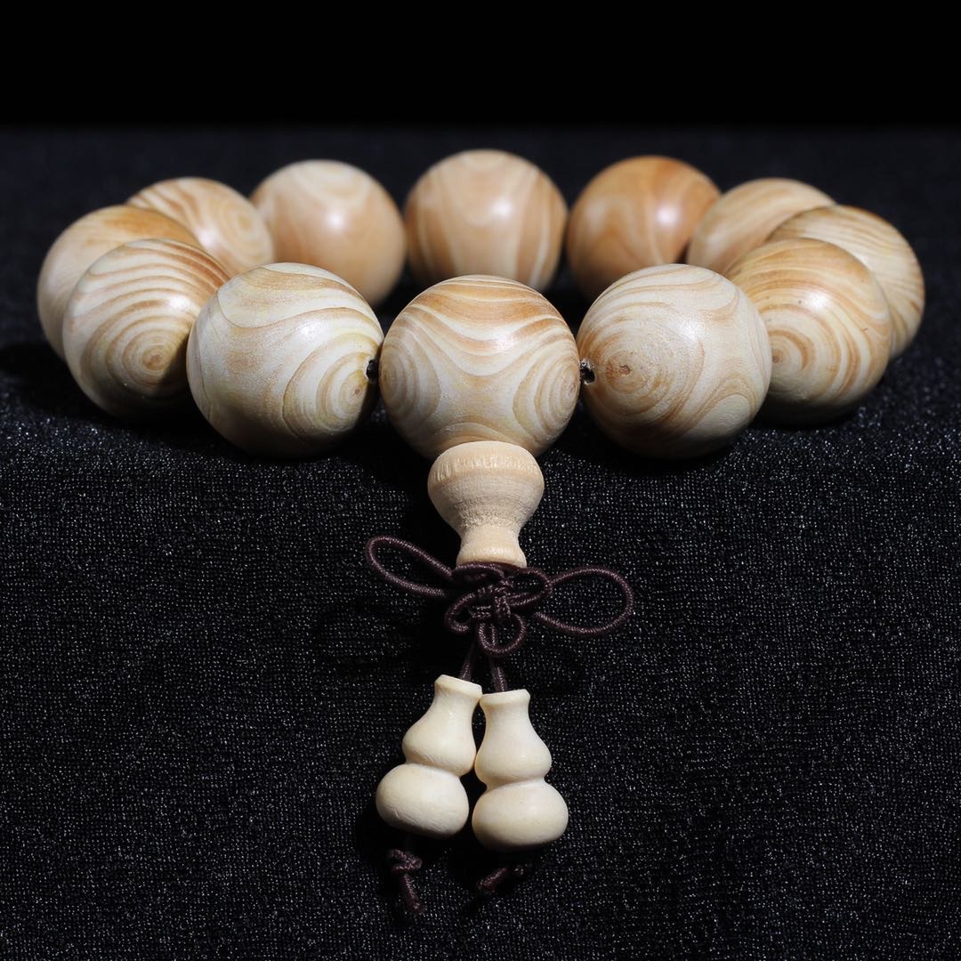 精工象牙木手串文玩对眼鬼脸纹白花梨2.0mm佛珠男女款木饰品念珠
