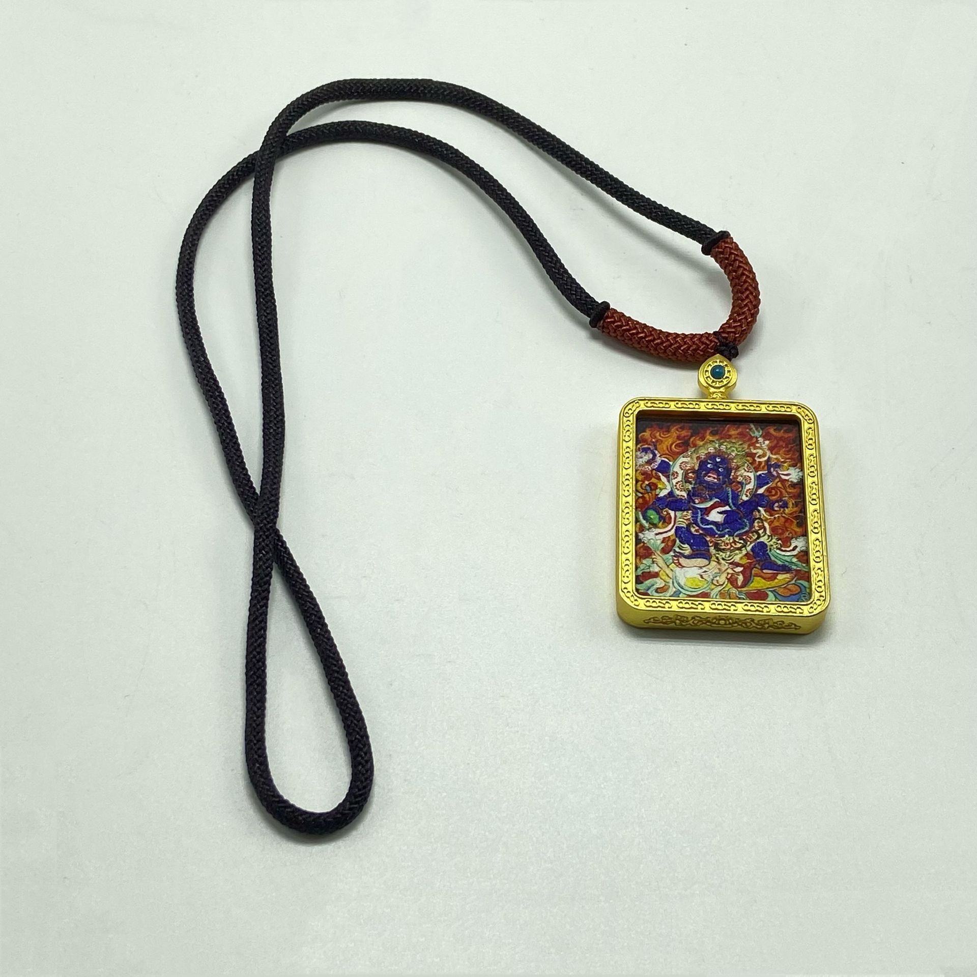 唐卡嘎乌盒吊坠黄财神女财神绿度母大黑天吊坠尼泊尔唐卡嘎乌盒