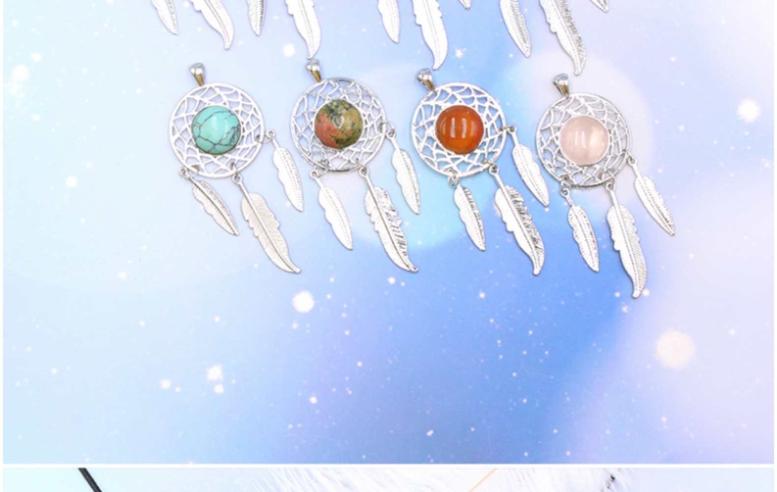 dream catcher玛瑙水晶捕梦网项链 时光宝石吊坠挂件 女时尚饰品
