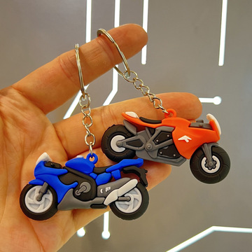 创意炫酷摩托车钥匙扣3d立体pvc软胶公仔背包挂件商场活动小礼品