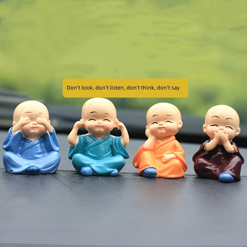 车载摆件创意四不小和尚佛保平安汽车用品可爱公仔车内装饰品摆件
