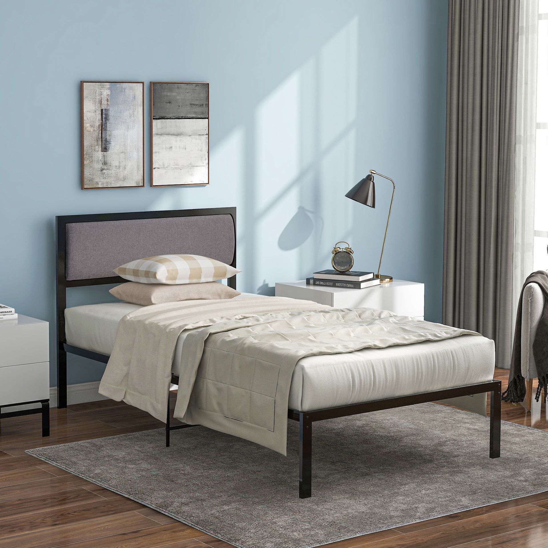 英国单人床床架金属床架亚马逊大健云仓现货直发英国一件代发分销