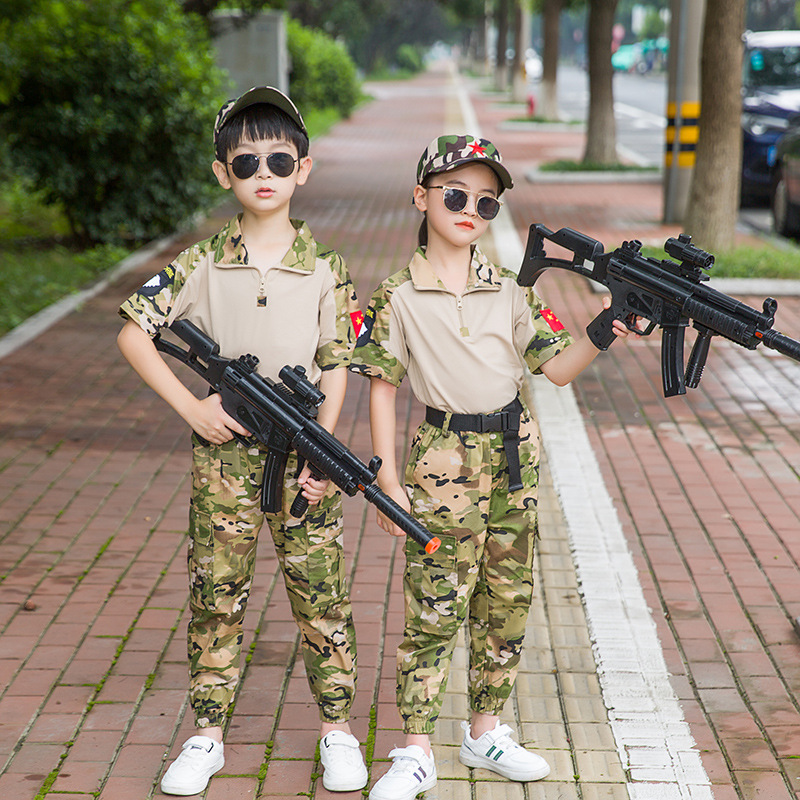 儿童军装套装特种兵军人夏季纯棉短袖国庆演出服夏令营军训迷彩服