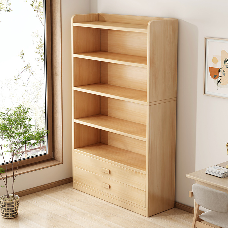 实木转角书架落地置物架松木窄缝柜儿童家用小书柜收纳柜子储物柜