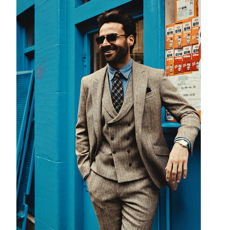 ivyblazer布雷泽人字呢羊毛休闲小西装男修身西服外套男装英伦潮