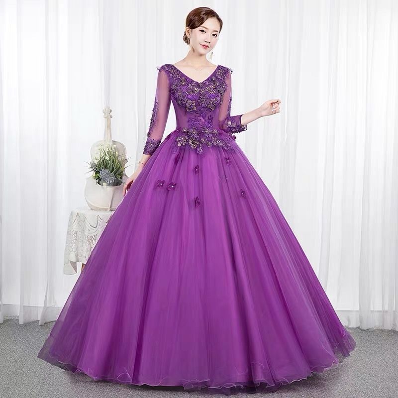 彩纱2019新款独唱演出服大合唱艺考服装梦幻森系蓬蓬裙长款晚礼服