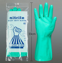 nitrile绿色白色丁腈手套工业乳胶植绒光里洗碗食品厨房清洁家务