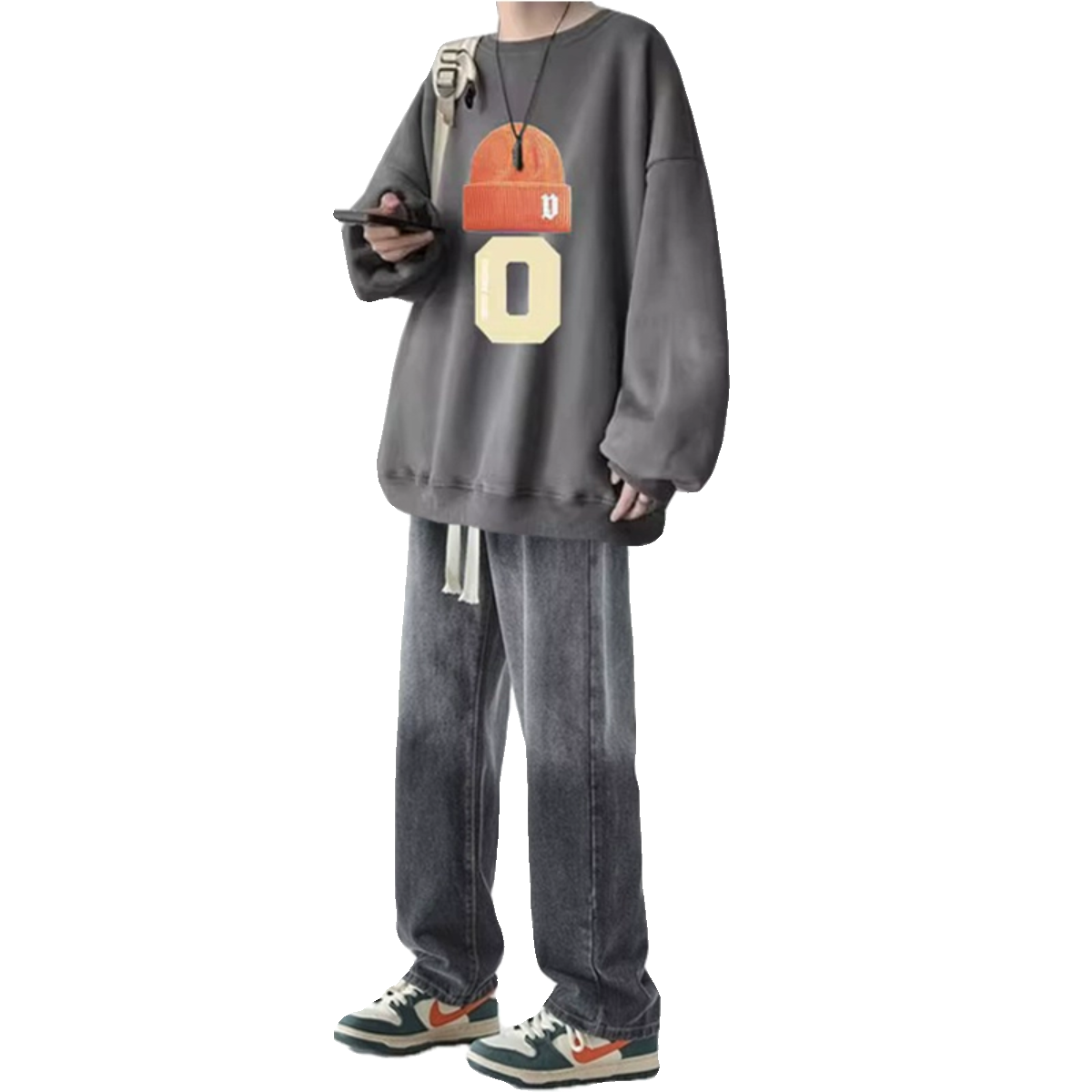 卫衣痞帅套装男士春秋款潮牌炸街感一套穿搭配牛仔裤学生男装