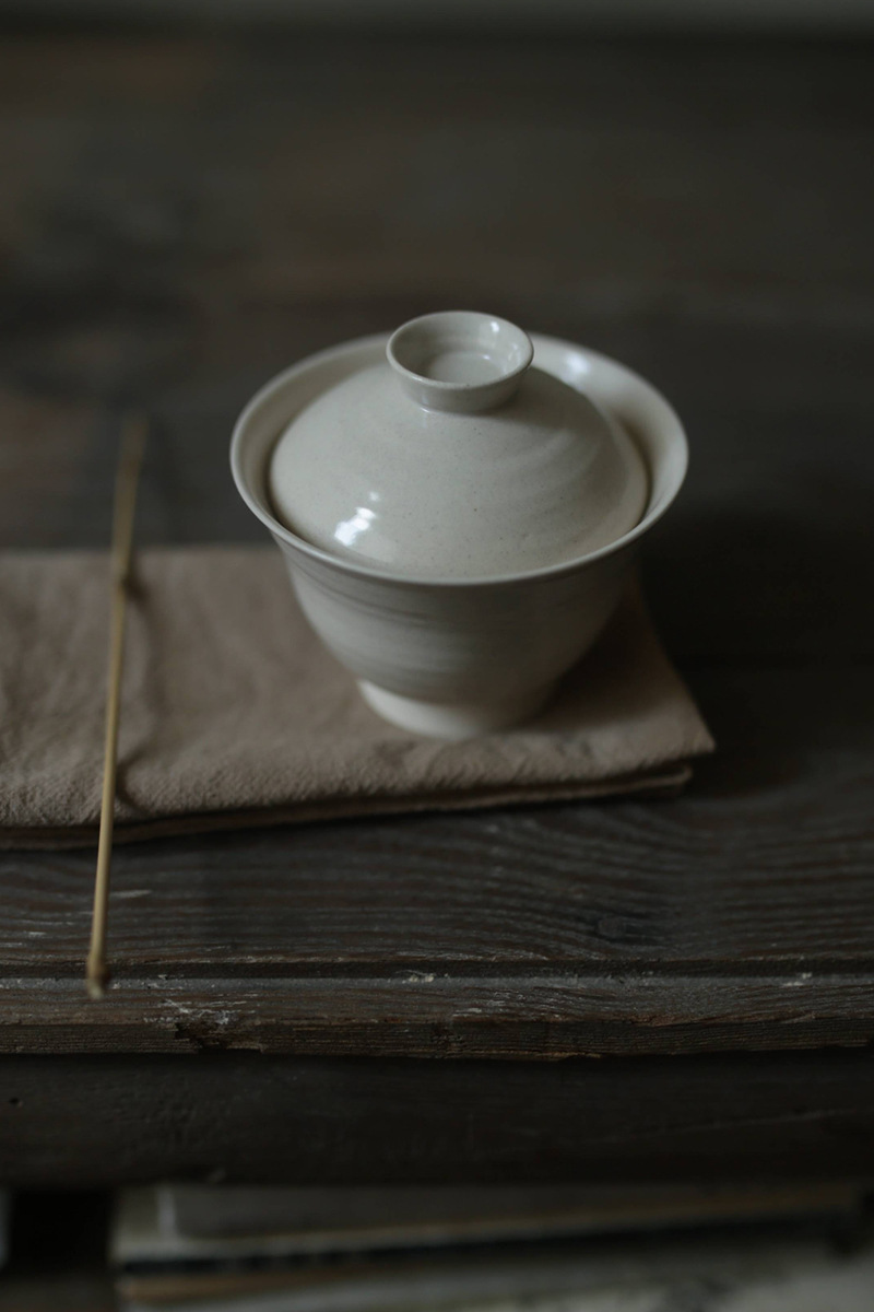 批发米浆白手纹盖碗草木灰釉景德镇陶瓷功夫茶具单个不烫手无托