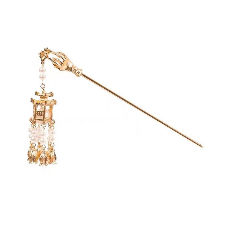 Lantern Luminous Tassel Hairpin Female Palace Lamp Alloy Chopsticks Ancient Style Hair Accessories Hanfu Cheongsam Step Shake Hairpin