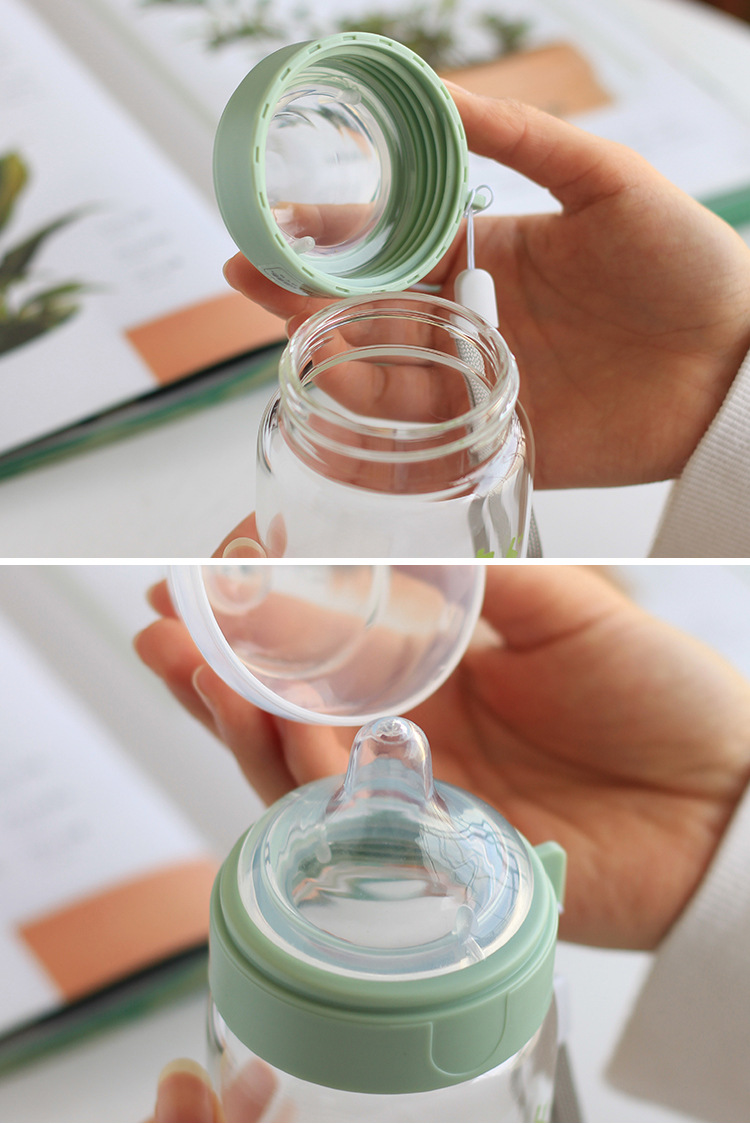 可爱奶嘴瓶水杯一件代发创意儿童便携式玻璃杯批发礼品logo直销