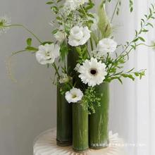 新鲜竹筒花瓶婚礼插花创意特色摆件造景装饰小竹子器天然花艺道具