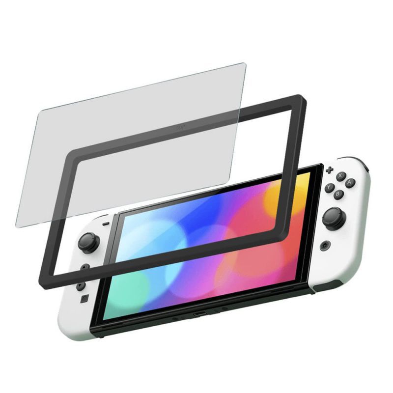适用任天堂switch oled钢化膜 oled主机贴膜神器游戏机贴膜定位框