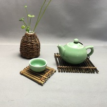 复古竹排茶配件刺身搭配竹茶盘茶帘壶垫创意杯垫漏水茶道沥水托盘
