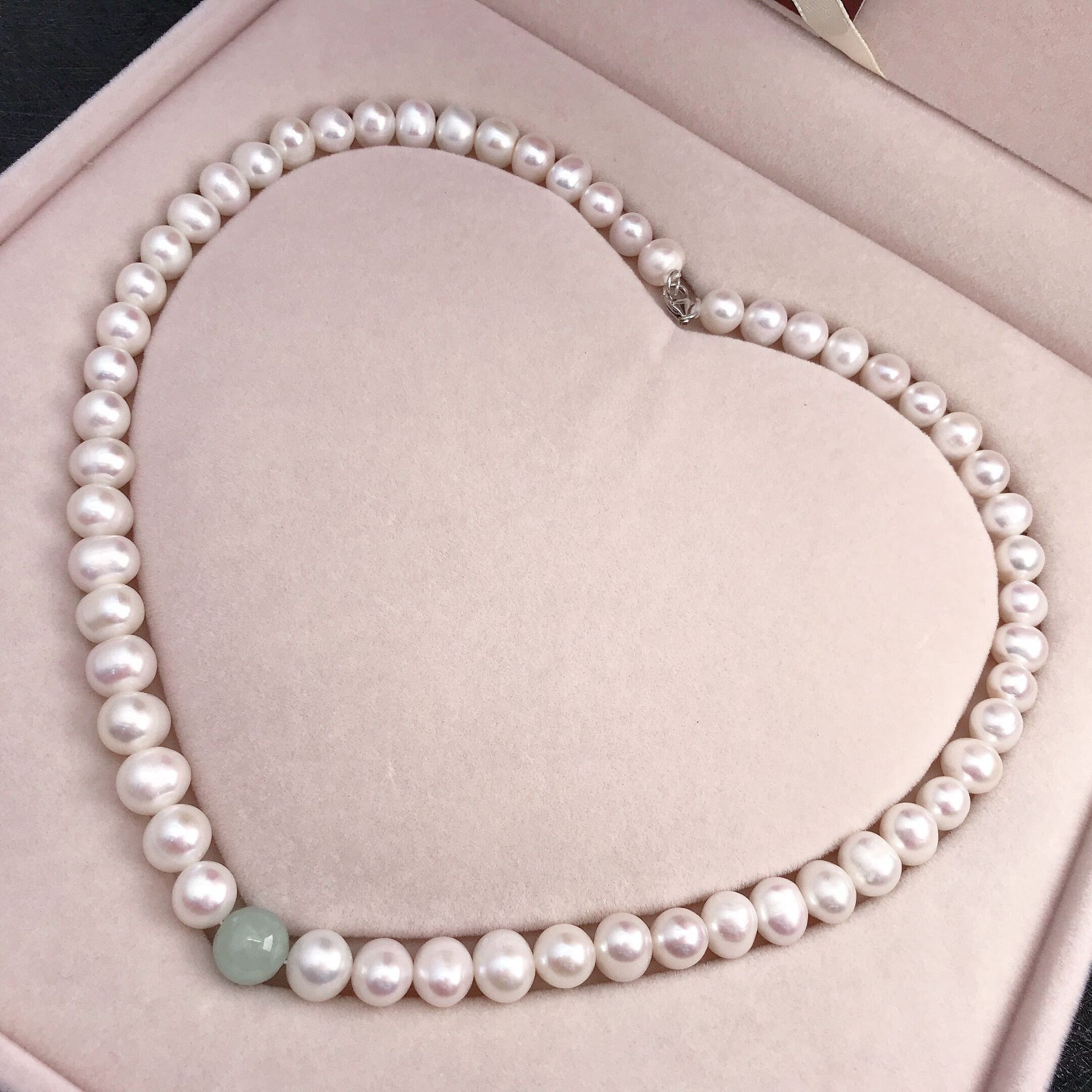 Ornament Natural Freshwater Pearl Necklace S925 Silver Embeded Jade Pith Buddha All-Match Suit Mother's Day Gift