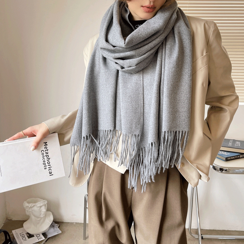 Autumn and Winter Classic Hot Selling Product Solid Color Cashmere-like Thick Scarf Versatile Fashion plus Size Thick Oversize Shawl Multi-Color Wholesale