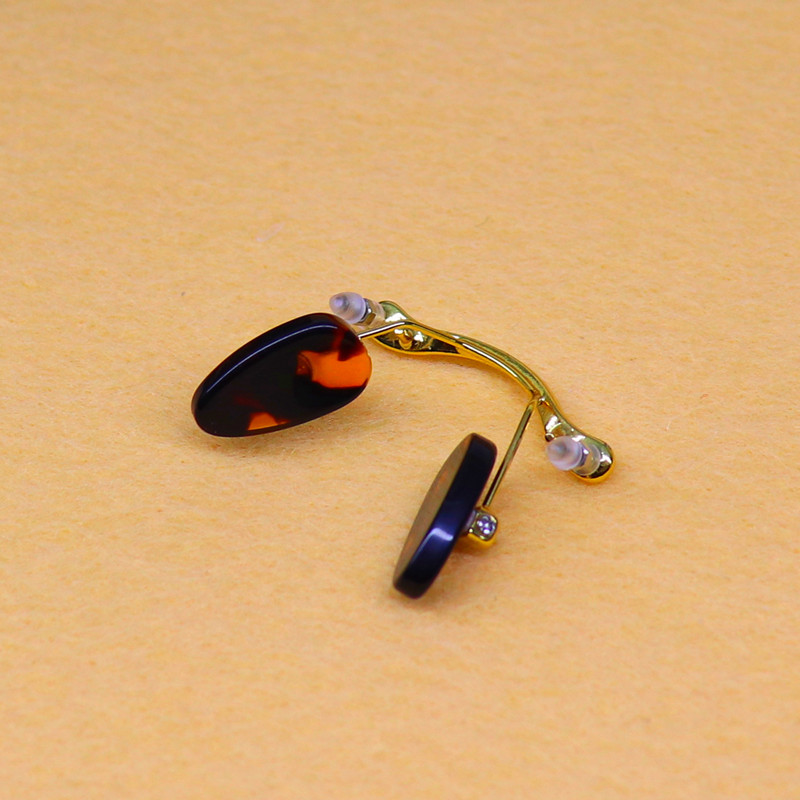 东海水晶眼镜无框切边镜架石头镜仿玳瑁镜片配金色枪色框鼻梁架子