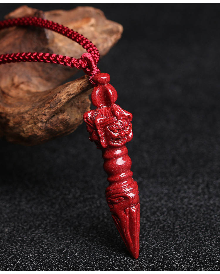 智贝详情图_10金石灵朱砂吊坠男士紫金砂金刚杵吊坠项链本命年