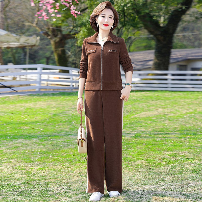 妈妈春装气质运动套装2024新款中老年女装高贵休闲外套40岁上衣服