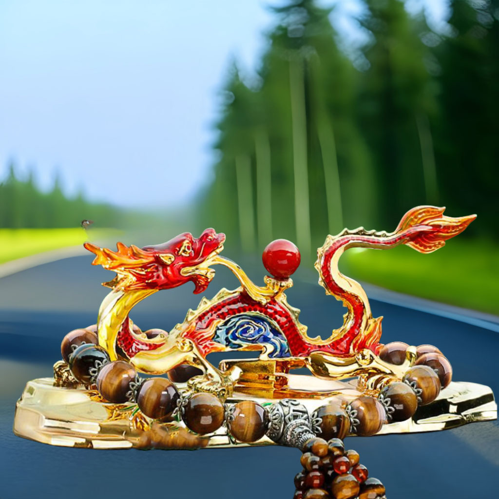 龙年汽车摆件镶钻龙车上车内装饰品车载香水座办公桌饰品送人礼品