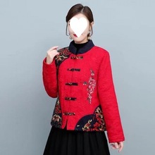 民族风棉衣女冬季短款夹棉外套中式唐装女棉服复古刺绣立领小棉袄