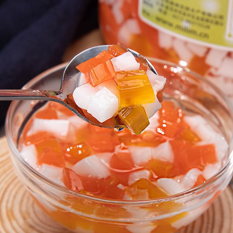 米雪蒟蒻三色水晶果珍珠奶茶配料水晶夏冷饮店原材料彩色椰果批发