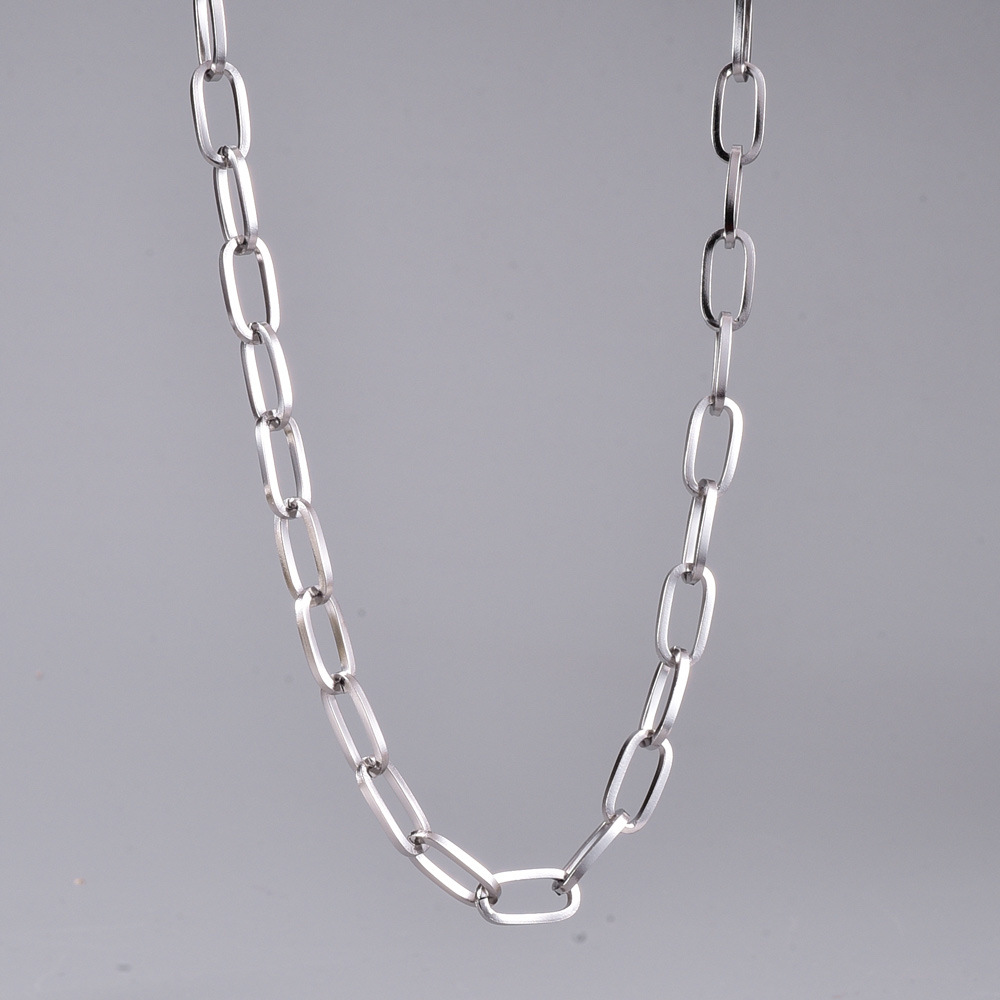 l252钛钢银色短款项链男女i潮个性冷淡风素链嘻哈简约时尚锁骨链