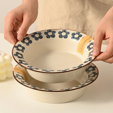 77N白屿 溪木蓝朵反口碗沙拉碗面碗早餐燕麦碗深碗家用好看的碗瓷