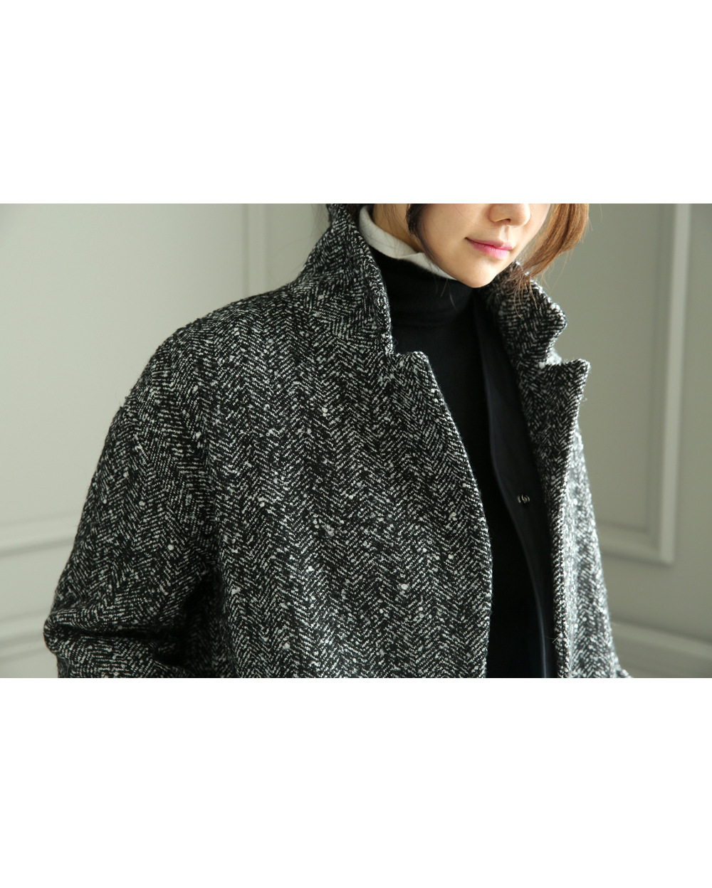 2020冬季新品韩版翻领长款过膝呢大衣夹棉加厚宽松雪花毛呢外套女