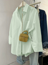 薄荷绿衬衫女上衣小个子夏季宽松设计感防晒衫衬衣