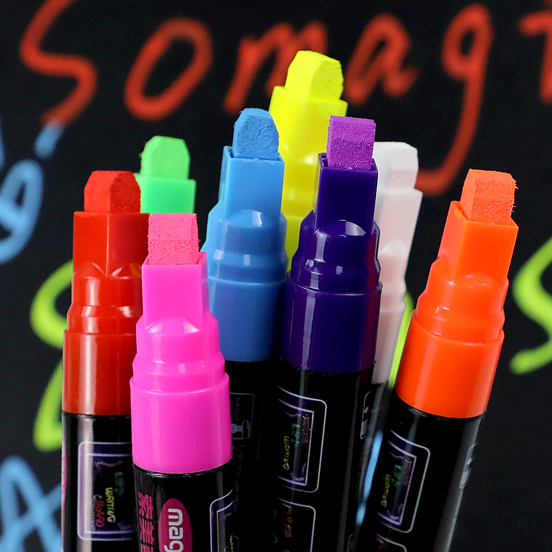 Cartoon Led Fluorescent Board Special Pen Flat Head Erasable Advertising Light Board Pen Blackboard Graffiti Liquid Chalk Fluorescent Pen