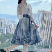新中式国风铃兰马面裙套装女夏季2024新款短款汉服小个子日常修身