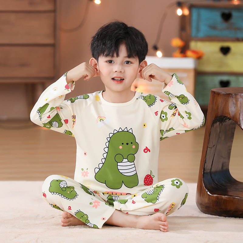 children‘s pajamas boys‘ spring and autumn long sleeve new suit medium and big children little girl girls‘ home wear 3-11 years old