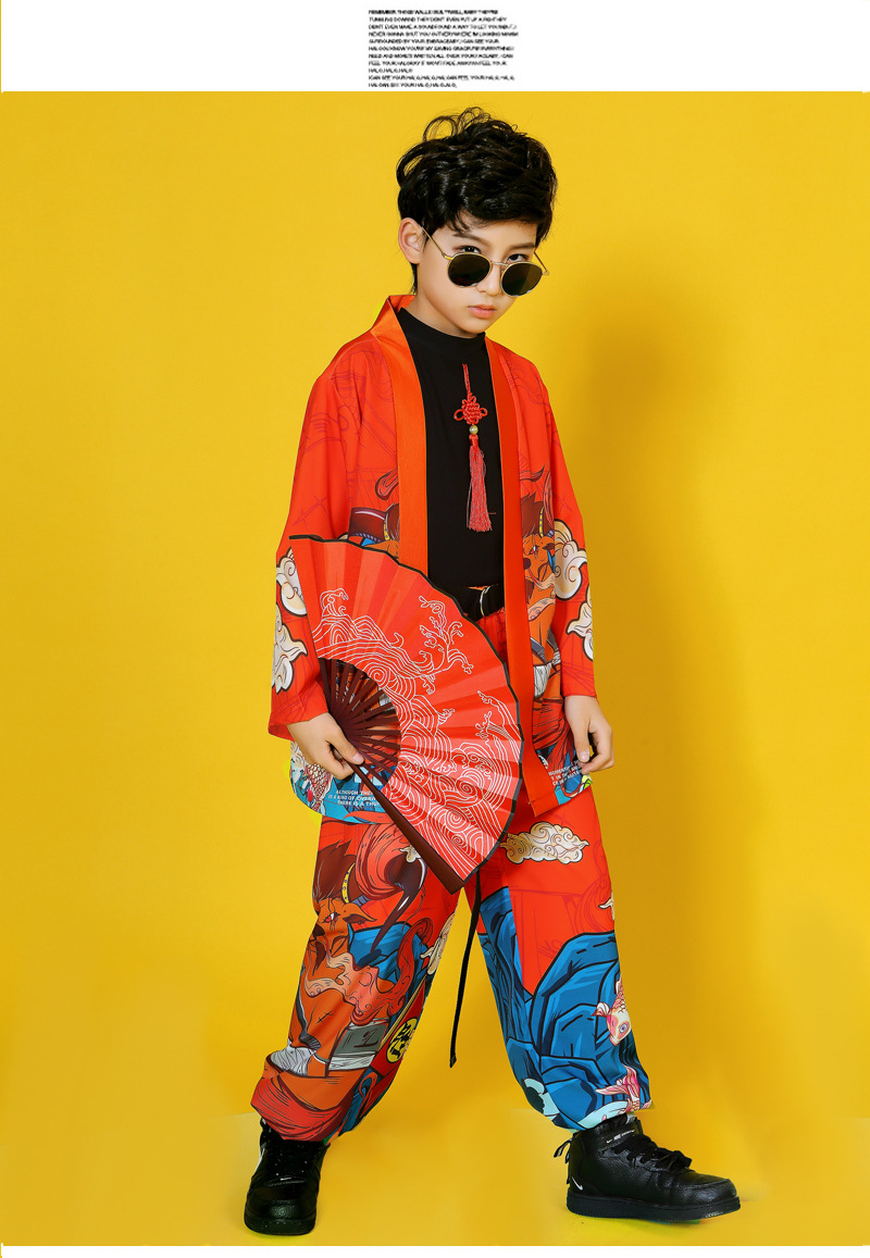 儿童街舞套装嘻哈男童汉服国潮服中国风演出服女童走秀爵士舞潮装