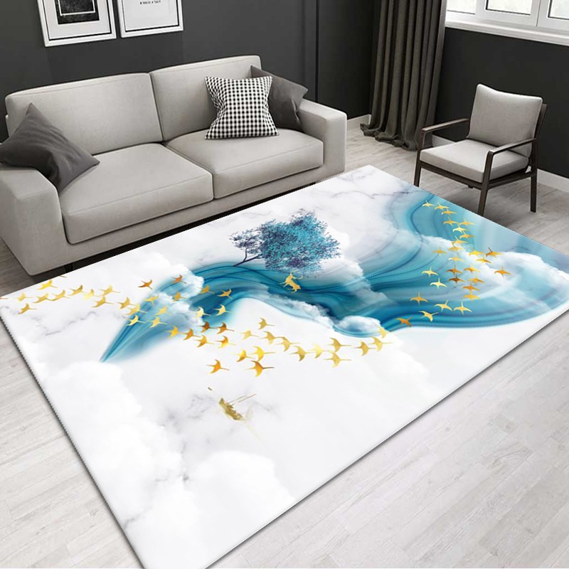Household Crystal Velvet Carpet Nordic Stereograph Living Room Carpet Absorbent Stain-Resistant Dust-Absorbing Healthy and Environment-Friendly Bedroom Floor Mat