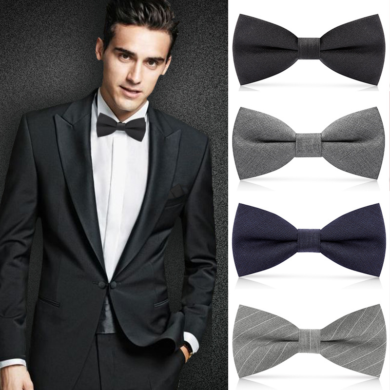 黑色领结婚礼男伴郎新郎结婚英伦男士西装潮羊毛纯色蝴蝶结