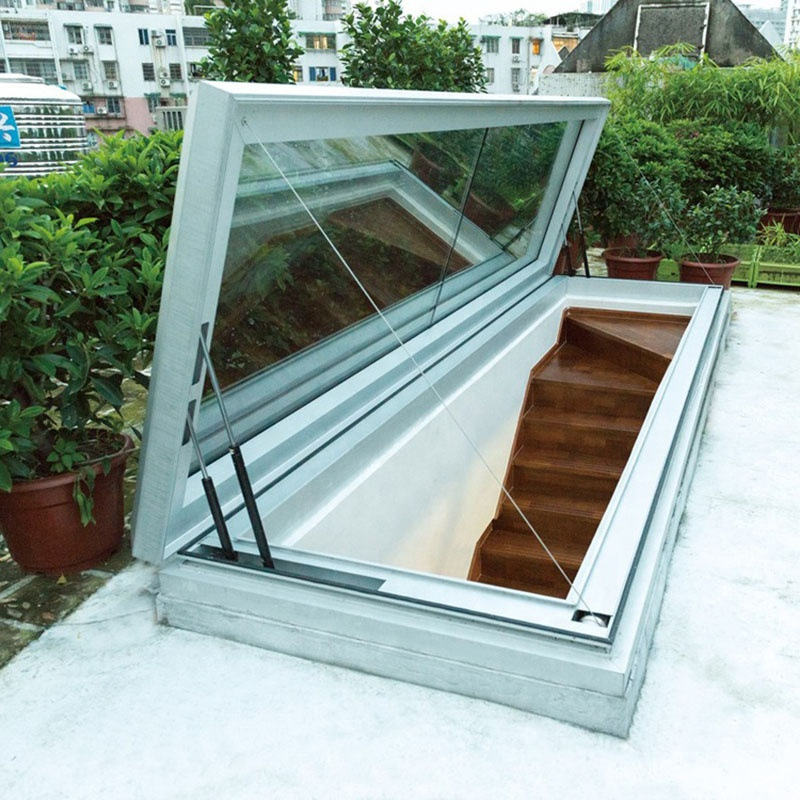 别墅采光井铝合金天窗阳光房天窗斜屋顶平移电动手动屋顶天窗地下